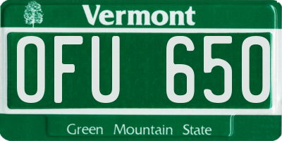 VT license plate OFU650