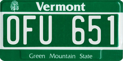 VT license plate OFU651