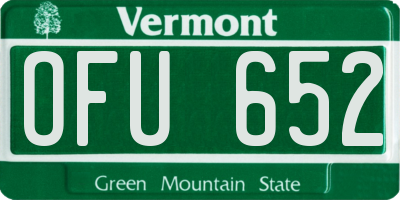 VT license plate OFU652
