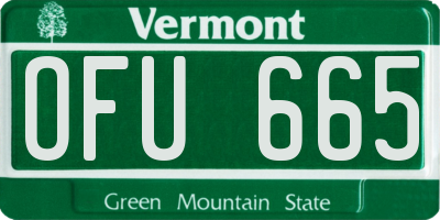 VT license plate OFU665