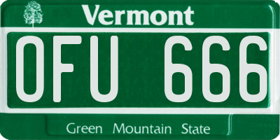 VT license plate OFU666