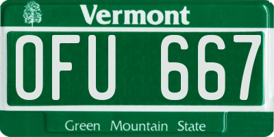 VT license plate OFU667