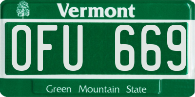 VT license plate OFU669
