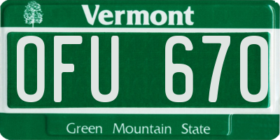 VT license plate OFU670