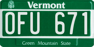 VT license plate OFU671
