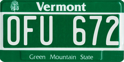 VT license plate OFU672