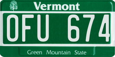 VT license plate OFU674