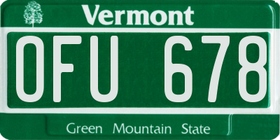 VT license plate OFU678