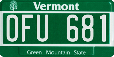 VT license plate OFU681