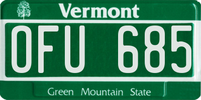 VT license plate OFU685