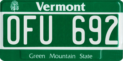 VT license plate OFU692