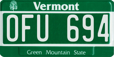 VT license plate OFU694
