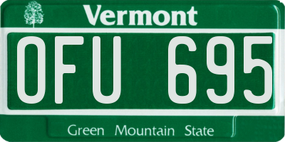 VT license plate OFU695