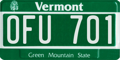 VT license plate OFU701
