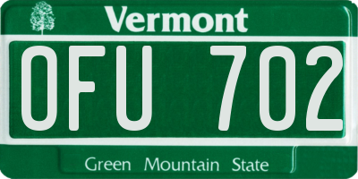 VT license plate OFU702