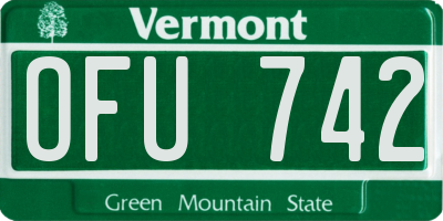 VT license plate OFU742