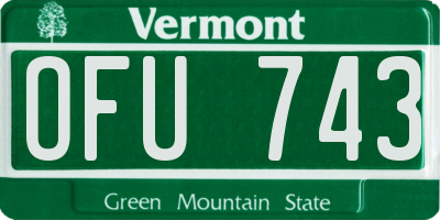 VT license plate OFU743