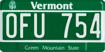 VT license plate OFU754