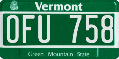 VT license plate OFU758