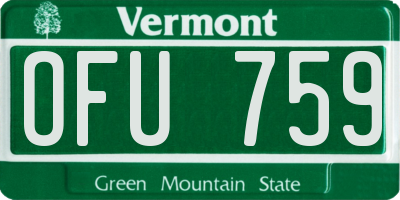 VT license plate OFU759