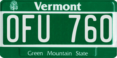 VT license plate OFU760