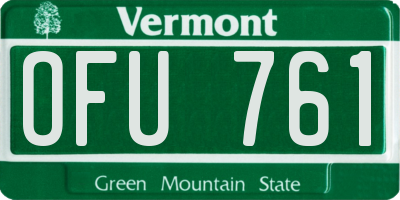 VT license plate OFU761
