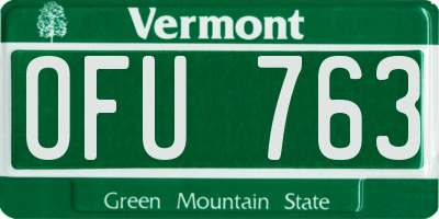 VT license plate OFU763