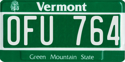 VT license plate OFU764