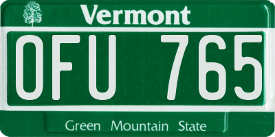 VT license plate OFU765