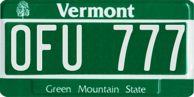 VT license plate OFU777