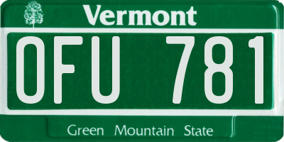 VT license plate OFU781