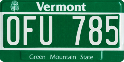 VT license plate OFU785