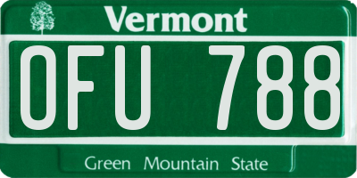 VT license plate OFU788