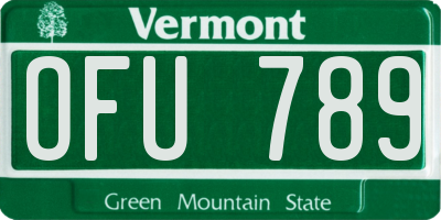 VT license plate OFU789