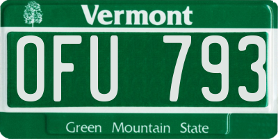VT license plate OFU793