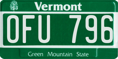 VT license plate OFU796