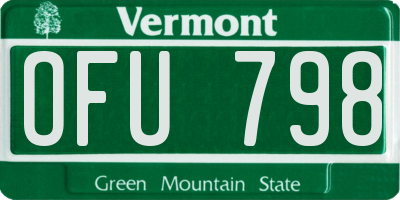 VT license plate OFU798