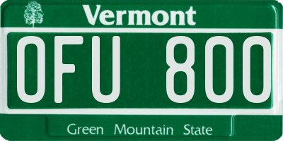 VT license plate OFU800