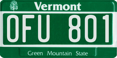 VT license plate OFU801