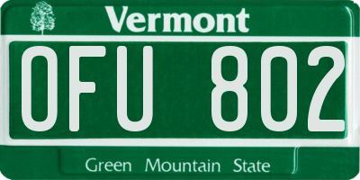 VT license plate OFU802