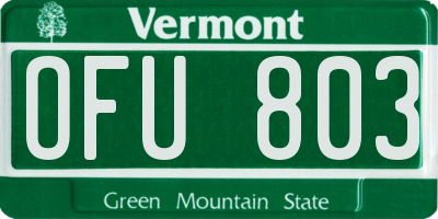 VT license plate OFU803