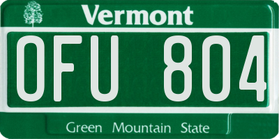 VT license plate OFU804