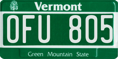 VT license plate OFU805