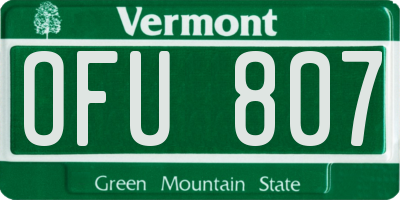 VT license plate OFU807