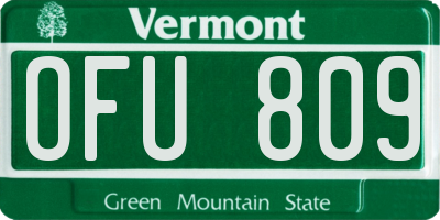 VT license plate OFU809