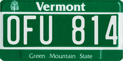 VT license plate OFU814