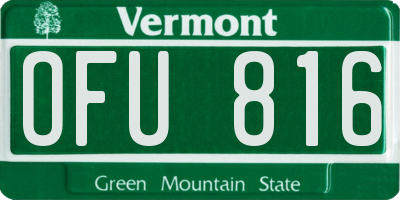 VT license plate OFU816