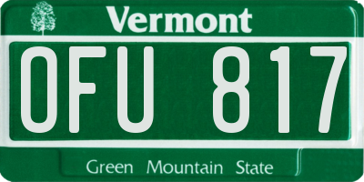 VT license plate OFU817