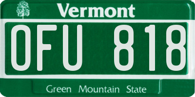 VT license plate OFU818