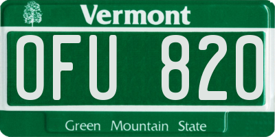 VT license plate OFU820